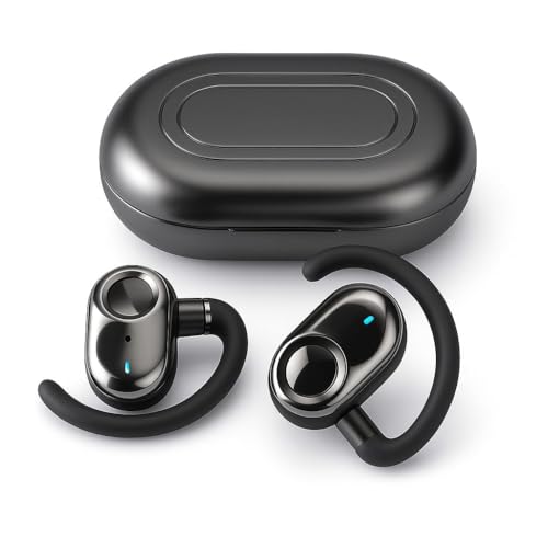 Open Ear Earbuds Bi-Axial Custom Fit Immersive Sound Wireless Headphones | Over The Ear Bluetooth Ear Buds Waterproof Long Battery for Running Outdoor Sports Travel Conference - OpenBass Fit Black - color: Onyx Black