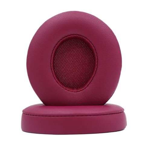 Headphone Replacement Ear Pad Cover Compatible with Beats by Dre Solo3 Solo2 Wired Wireless Headphones Protein Leather Memory Foam Headphone Cushion Ear Muffs-Dark Brick red - color: dark brick red