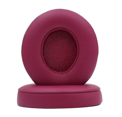 Headphone Replacement Ear Pad Cover Compatible with Beats by Dre Solo3 Solo2 Wired Wireless Headphones Protein Leather Memory Foam Headphone Cushion Ear Muffs-Dark Brick red - color: dark brick red