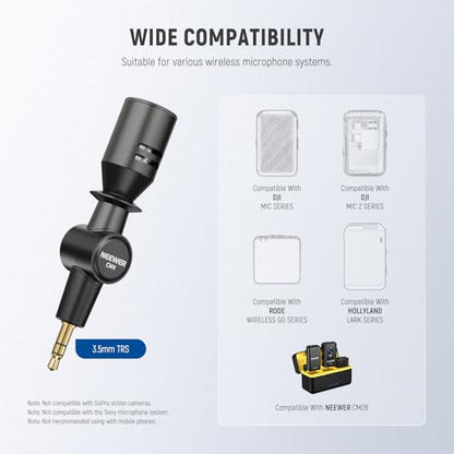 NEEWER 3.5mm TRS Omnidirectional Mini Microphone for DSLR Camera Recorder Vlog Podcast Interview, Compatible with Rode Wireless GO II DJI Mic CM28 CM31 Transmitter, CM4 - style: CM4 Mic