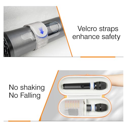 sarlar Case Compatible with JBL Wireless Two Microphone System, Up To 9“ x 3” will fit. Handheld Dual Mic Travel Bag for Singing or Karaoke for Receivers, Adapters, AA Batteries, Case Only.