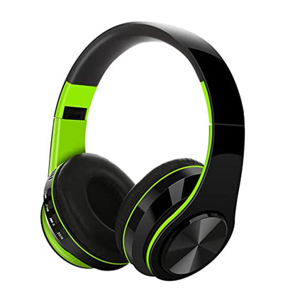 Wireless On-Ear Bluetooth 5.0 Headphones, Foldable Sport HiFi Stereo Sound Headset with Microphone Noise Canceling, Hi-Res Audio, 10 Hours Playtime,Green - color: Green