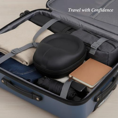 Hard Shell Headphone Case for Over-Ear Headphones, Rigid EVA Travel Storage Box with Zipper, Black