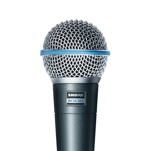 Shure BETA 58A Supercardioid Dynamic Vocal Microphone | Single Element Supercardioid Dynamic Mic for Stage and Studio, 5/8 to 3/8 (Euro) Thread Adapter and Storage Bag
