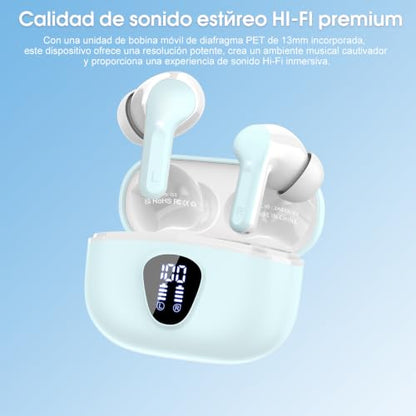 Wireless Earbuds, Bluetooth 5.3 Headphones HiFi Stereo, Bluetooth Earbuds - color: TR-EAzure
