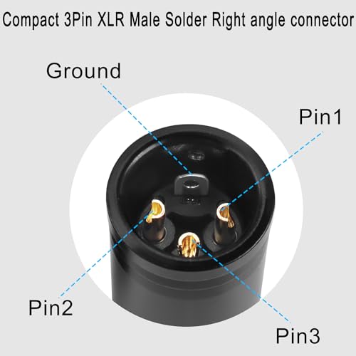 QIANRENON Compact XLR Microphone Solder Adapter - Gold Plated 3Pin Male Connector, Adjustable 90 Right Angle Audio Plug for DIY Thin Cable Corner Connection, Includes Spanner - style: Male