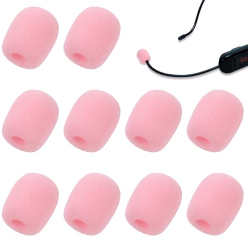 10 Pcs Pink Microphone Windscreen Covers Foam High Density Headset Mic Foam Cover High Density Lapel Headset Microphone Windscreen