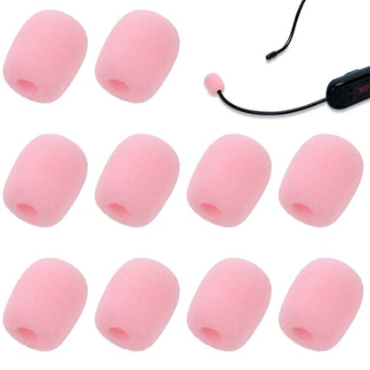 10 Pcs Pink Microphone Windscreen Covers Foam High Density Headset Mic Foam Cover High Density Lapel Headset Microphone Windscreen