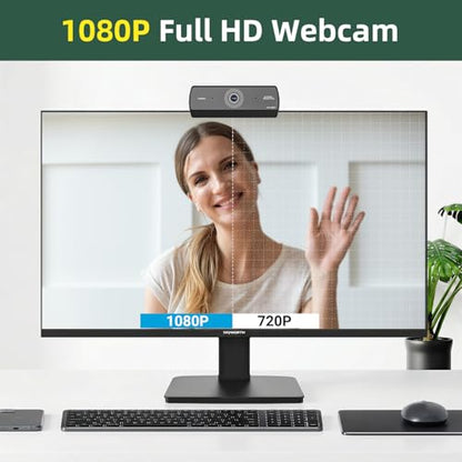 Webcam for PC, HD 1080P USB Plug-and-Play Computer Web Camera, High Definition Webcam for Desktop Laptop, Ideal for Online Class, Video Conference, Live Streaming & Gaming - color: 1080P-black