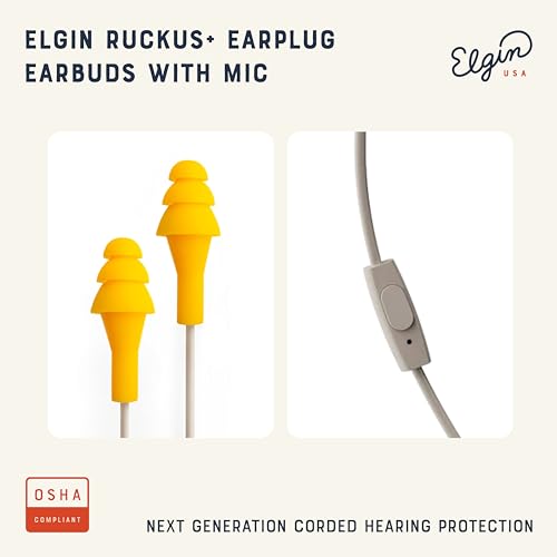 Elgin Ruckus+ Earplug Earbuds with Mic, Wired Earbuds - color: Gravel Gray, style: Ruckus+