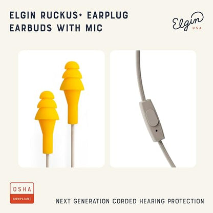 Elgin Ruckus+ Earplug Earbuds with Mic, Wired Earbuds - color: Gravel Gray, style: Ruckus+