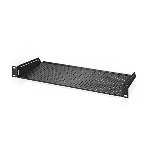 AC Infinity Vented Cantilever 1U Universal Rack Shelf, 8" Deep | Designed for 19” Equipment Racks. Heavy-Duty 2.4mm Cold Rolled Steel, 50lbs Capacity - size: 1RU 8" Deep