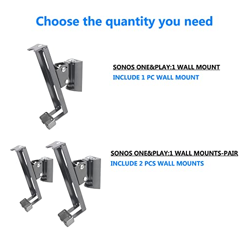 Wall Mounts Brackets-Pair Set-2PCS for SONOS ONE/SONOS ONE SL/SONOS Play 1 Speaker (Include 2PCS,Swivel and Tilt,Compatible with Both SONOS ONE/ONE SL/SONOS Play 1,Black Pair) - color: BLACK, size: Pair set