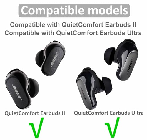 3 Pairs QuietComfort Earbuds Ultra Ear Hooks Tips, S/M/L Replacement Add Grip Silicone Sport Eartips Wing Wingtip Cover Accessories Compatible with QuietComfort Earbuds II - Black