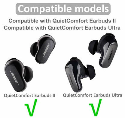 3 Pairs QuietComfort Earbuds Ultra Ear Hooks Tips, S/M/L Replacement Add Grip Silicone Sport Eartips Wing Wingtip Cover Accessories Compatible with QuietComfort Earbuds II - Black