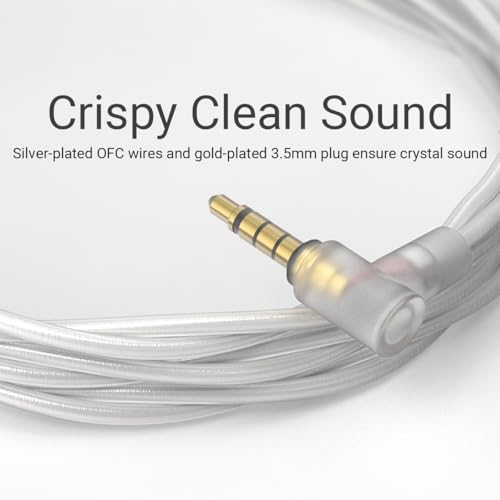3.5mm 2-Pin 0.78mm IEM Cable with Microphone, Silver Plated OFC Wires Earphone Cable with Boom MIC for Wan'er S.G, ZS10 Pro, ZS10 Pro X, ZSN PRO, ZSX in-Ear Monitor, 4 Feet - style: 3.5mm