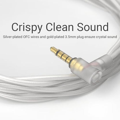 3.5mm 2-Pin 0.78mm IEM Cable with Microphone, Silver Plated OFC Wires Earphone Cable with Boom MIC for Wan'er S.G, ZS10 Pro, ZS10 Pro X, ZSN PRO, ZSX in-Ear Monitor, 4 Feet - style: 3.5mm