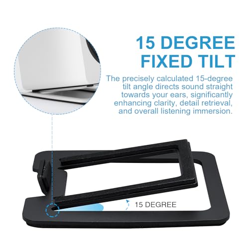 Sanyun SW601 15° Tilted Speaker Stands for 2-3 Inch Speakers (Pair, Black) | Aims Sound at Ear Level - Damping Foam Reduces Vibration - Steel Base - 4.4x5.3 in - Fits SW208 and 2-3 Inch Models - color: Black