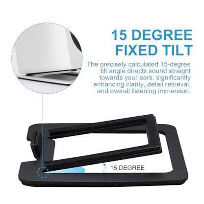 Sanyun SW601 15° Tilted Speaker Stands for 2-3 Inch Speakers (Pair, Black) | Aims Sound at Ear Level - Damping Foam Reduces Vibration - Steel Base - 4.4x5.3 in - Fits SW208 and 2-3 Inch Models - color: Black