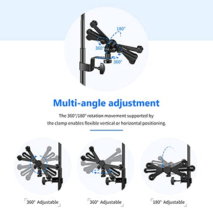 Neewer Adjustable Tablet Holder Mount with 360 Degree Swivel Clamp - Compatible with iPad, iPad Pro, Nexus, Galaxy - style: NW-105-1