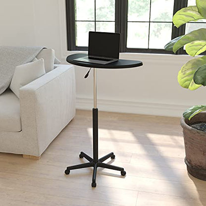Flash Furniture Mobile Sit-to-Stand Laptop Desk, Black | Heavy Duty Nylon Base, Dual Wheel Casters - color: Black