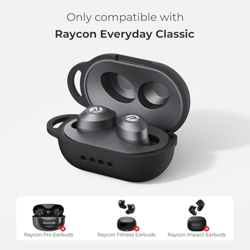 Soft Silicone Case for Raycon Everyday Classic Earbuds with Keychain&Cleaning Pen kit,Anti-Scratch Shockproof Protective Case Cover for Raycon Everyday Classic Earbuds Charging Case (Black) - color: Black