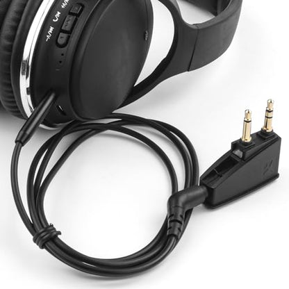 Airplane Headphone Adapter Comes with 2.5mm to 3.5mm Male Audio AUX Cable, Golden Plated 3.5mm Jack for Airplane/Home TV/Gym/Boats/Car, Foldable Single/Double Gold Plug