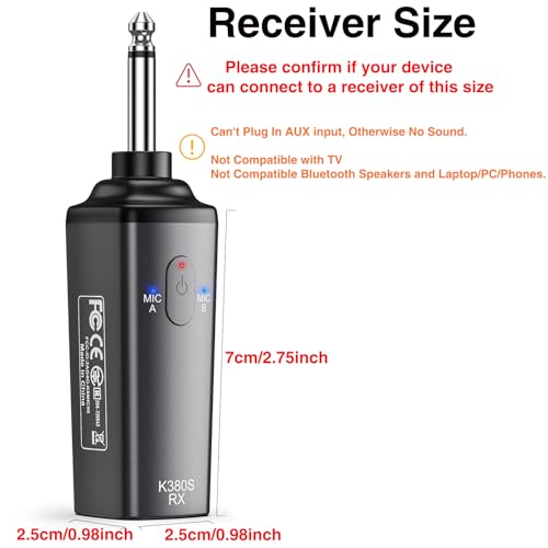 LEKATO Wireless Microphone Rechargeable Wireless Microphones with Receiver Dual Handheld Microphone System Dynamic MIC for Singing, Speech, Wedding, Church,Speaker, PA System(K380S) | Rechargeable dynamic microphones for singing, speech, weddings, churche