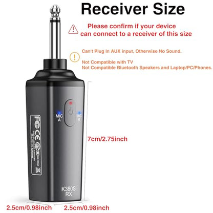 LEKATO Wireless Microphone Rechargeable Wireless Microphones with Receiver Dual Handheld Microphone System Dynamic MIC for Singing, Speech, Wedding, Church,Speaker, PA System(K380S) | Rechargeable dynamic microphones for singing, speech, weddings, churche