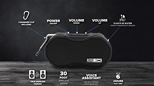 Altec Lansing - Portable Bluetooth Speaker, Waterproof IP67 - color: Black