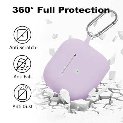 Silicone Case Cover for AirPods 4th Gen, Soft Skin with Cleaner Kit, Keychain, Full Protection for Men & Women (Lavender) - color: B5-Lavender