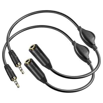 PChero 2 Packs 3.5mm Headphone Extension Cables with Mic, Male to Female | Stereo Audio Jack Extender Aux Extension Adapter Cords with Volume Control