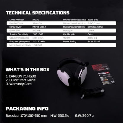 FANTECH Gaming Headset with 7.1 Virtual Surround Sound, Noise Cancelling Microphone, 40mm Drivers, USB Connection, in-Line Audio Control, Compatible with PC, PS4, PS5, Mac, Switch (White)