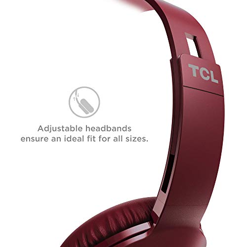 TCL Mtro200 On-Ear Wired Headphones Super Light Weight Headphones with 32mm Drivers for Huge Bass and Built-in Mic – Burgundy Crush - color: Burgundy Crush