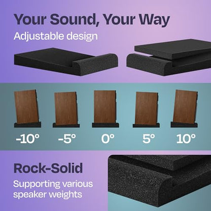 Studio Monitor Isolation Pads Premium Acoustic Foam for 3-4.5 Inch Speakers with Vibredux HD Foam for Superior Isolation, Black - size: For 3″-4.5″ Monitors