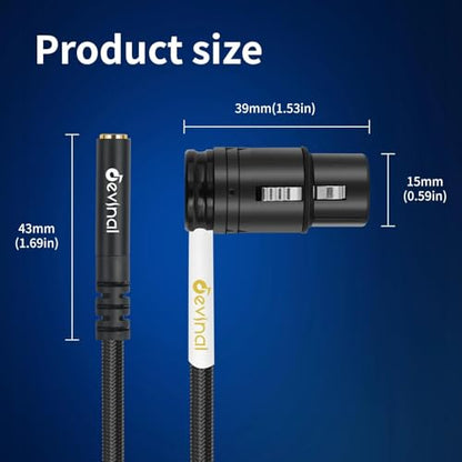 Rotatable Right-Angle XLR to 1/8" Female Cable, Adjustable-Angle Low-Profile XLR Female to 3.5mm Microphone Adapter Connector, 1 FT - color: 35F_XLRF