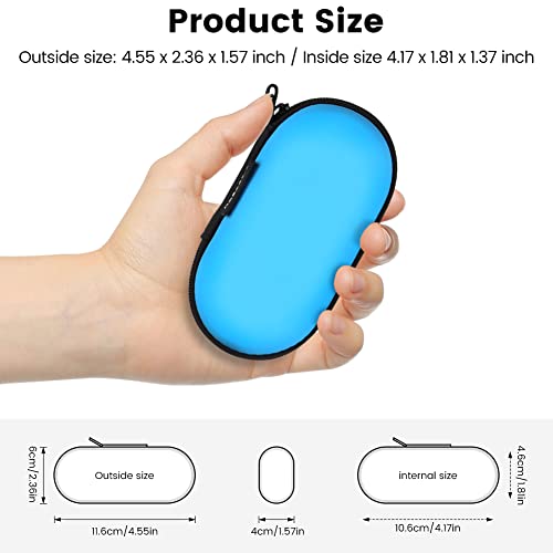 Earbud Case, RISETECH Earphone Carrying Case Holder EVA Headphone Storage Bag Small Zipper Pouch Compatible for EarPods, AirPods, Beats Flex, Urbeats3, Bose Wireless Earbuds, USB Cable, with Clip-Blue - color: Blue
