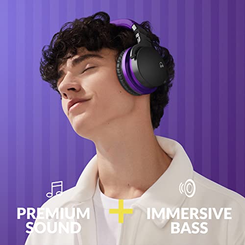 MOVSSOU Million Sold Classic E7 Active Noise Cancelling Headphones | Upgraded HD Sound, Wireless Bluetooth Headphones Over The Ear Unequaled Comfort, Vivid Deep Bass, for Home Office Travel Gift - color: Medium Purple