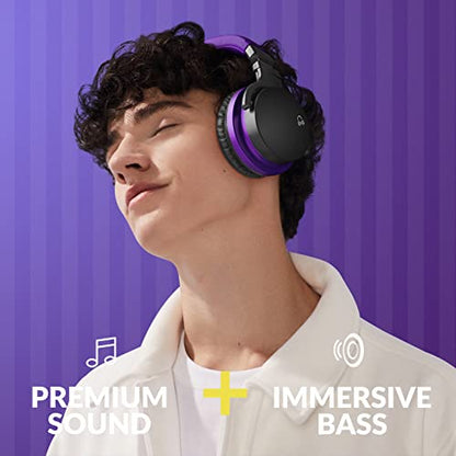 MOVSSOU Million Sold Classic E7 Active Noise Cancelling Headphones | Upgraded HD Sound, Wireless Bluetooth Headphones Over The Ear Unequaled Comfort, Vivid Deep Bass, for Home Office Travel Gift - color: Medium Purple