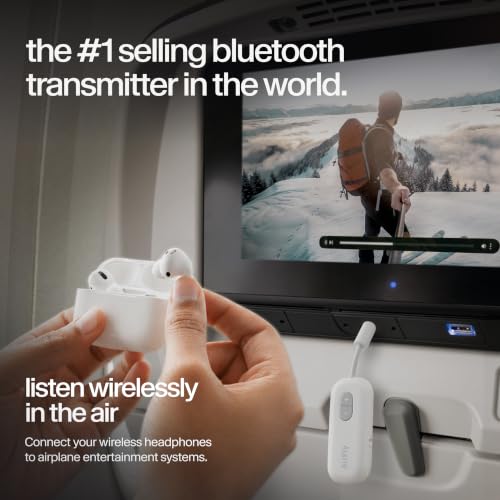 Twelve South AirFly SE, Bluetooth Wireless Audio Transmitter Adapter, White | Bluetooth Adapter for AirPods/Headphones, 20+ Hr Battery, Works with 3.5mm aux Jacks on Airplanes, TVs, Gym Equipment, Travel - color: White, style: AirFly SE