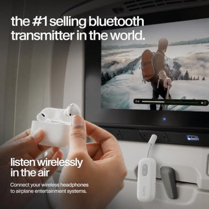 Twelve South AirFly SE, Bluetooth Wireless Audio Transmitter Adapter, White | Bluetooth Adapter for AirPods/Headphones, 20+ Hr Battery, Works with 3.5mm aux Jacks on Airplanes, TVs, Gym Equipment, Travel - color: White, style: AirFly SE