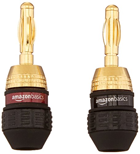 Amazon Basics Gold Plated Banana Plugs Speaker Wire Connectors, 12 Pairs (24 Count), Easy Install, 0.5" x 0.5" x 1.3", Black - size: 0.5" x 0.5" x 1.3"