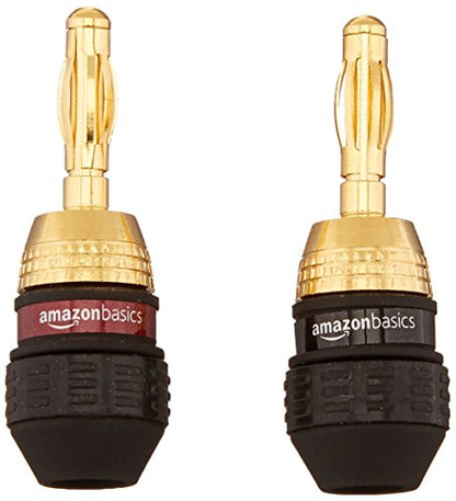 Amazon Basics Gold Plated Banana Plugs Speaker Wire Connectors, 12 Pairs (24 Count), Easy Install, 0.5" x 0.5" x 1.3", Black - size: 0.5" x 0.5" x 1.3"