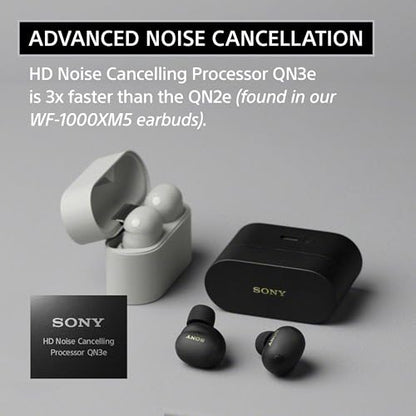 Sony WF-1000XM6 The Best Noise Cancelling Wireless Earbuds, Black | Truly Wireless Headphones, Studio-Quality, HD NC Processor QN3e, Ultra Clear Calls, Up to 24 Hours of Battery, Bluetooth - color: Black