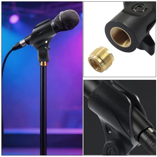 4 Pack Knob Adjustable Universal Microphone Clip | Mic Clip Holder, Screw Adapter 5/8" Male to 3/8" Female, Male to Female Adapter, For Mic Stand/Professional Use - size: 4 Clips (With adjustment knob)