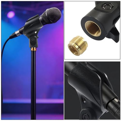 2 Pack Knob Adjustable Universal Microphone Clip | Mic Clip Holder, Screw Adapter 5/8" Male to 3/8" Female, Male to Female Adapter, For Mic Stand/Professional Use - size: 2 Clips (With adjustment knob)