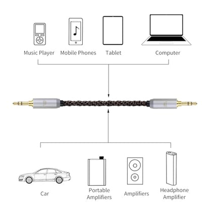 4.4MM Male to 3.5MM Male Ultra Short Hifi Audio Cable - OFC Pair Recording Cable - 8-Core Braided Structure - 5.82 inch - size: 4.4MM Male - 3.5MM Male