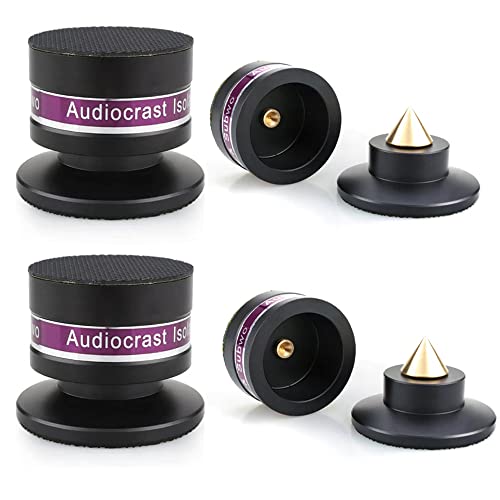 Tertullus 4 Pcs Aluminum Speaker Spike+Speaker Isolation Feet Top Pad Turntable Isolation Feet for Amplifier Turntable Player Subwoofer Black - color: Black
