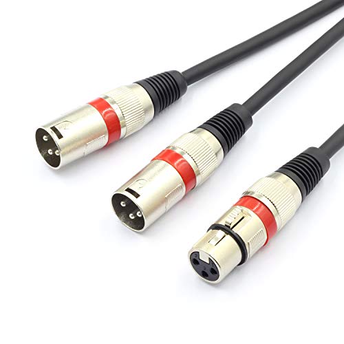 XLR Splitter Cable - XLR Female to Dual Male 3 Pin Patch Y Cable Balanced Microphone Splitter Cord Audio Adapter (50CM) - color: XLRF-2XLRM-50CM-1PACK