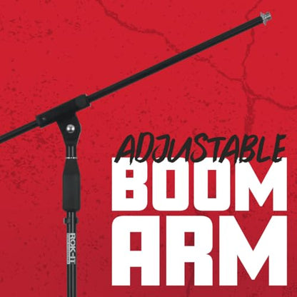 Gator Frameworks Rok-It Series Standard Fixed Boom Arm Microphone Stand with Height Adjustable Tripod Base, 40" to 67" (RI-MICTP-FBM)